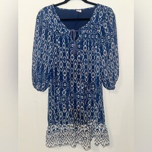 AUW Blue Patterned Women's Dress